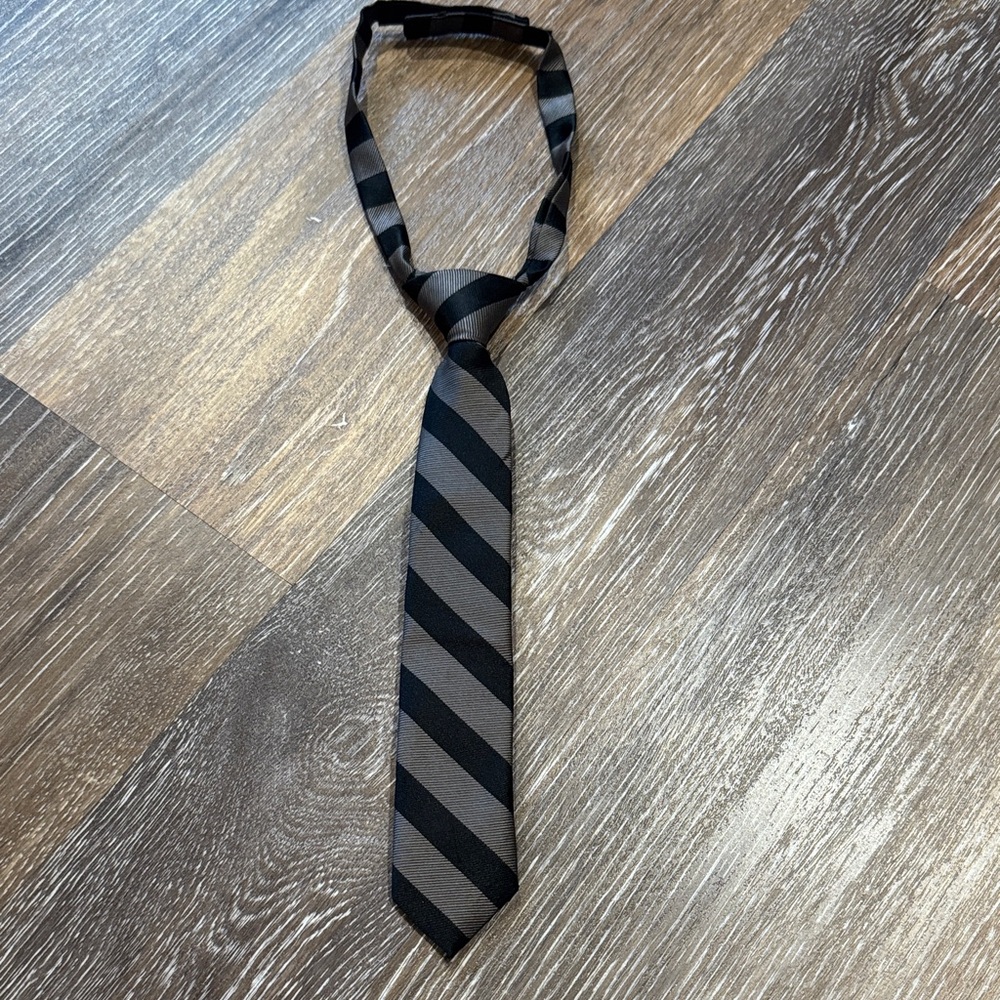 Black and Gray Striped Tie